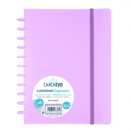 Carchivo - Caderno Smart Notebook Ingeniox A4 Pautado Lilás