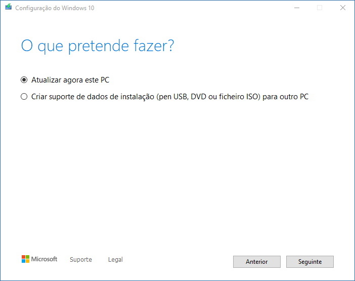 Programa Atualização Windows 10